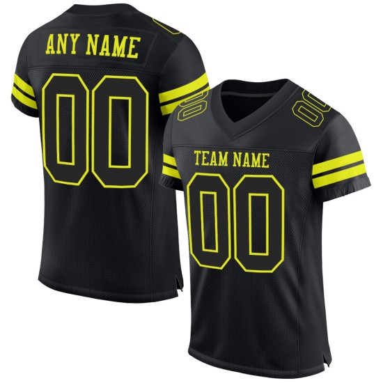 Custom Black Neon Yellow Mesh Authentic Football Jersey Custom Black Neon Yellow Mesh Authentic Football Jersey