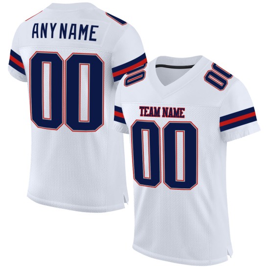 Custom White Navy-Scarlet Mesh Authentic Football Jersey Custom White Navy-Scarlet Mesh Authentic Football Jersey