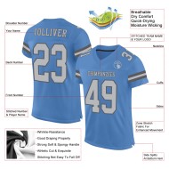 Custom Light Blue Gray-Steel Gray Mesh Authentic Football Jersey Custom Light Blue Gray-Steel Gray Mesh Authentic Football Jersey