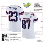 Custom White Navy-Scarlet Mesh Authentic Football Jersey Custom White Navy-Scarlet Mesh Authentic Football Jersey