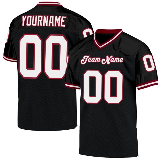 Custom Black White-Cardinal Mesh Authentic Throwback Football Jersey Custom Black White-Cardinal Mesh Authentic Throwback Football Jersey
