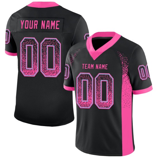 Custom Black Pink-Light Blue Mesh Drift Fashion Football Jersey Custom Black Pink-Light Blue Mesh Drift Fashion Football Jersey