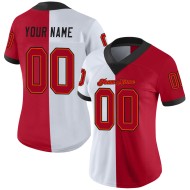 Custom White Red-Black Mesh Split Fashion Football Jersey Custom White Red-Black Mesh Split Fashion Football Jersey