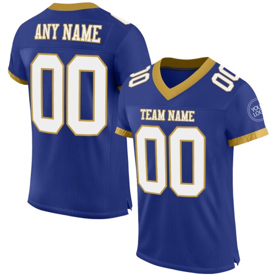 Custom Royal White-Old Gold Mesh Authentic Football Jersey Custom Royal White-Old Gold Mesh Authentic Football Jersey
