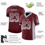 Custom Burgundy Gray-White Mesh Drift Fashion Football Jersey Custom Burgundy Gray-White Mesh Drift Fashion Football Jersey