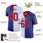 Custom Royal Red-White Mesh Split Fashion Football Jersey Custom Royal Red-White Mesh Split Fashion Football Jersey