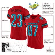 Custom Red Teal-Black Mesh Authentic Football Jersey Custom Red Teal-Black Mesh Authentic Football Jersey
