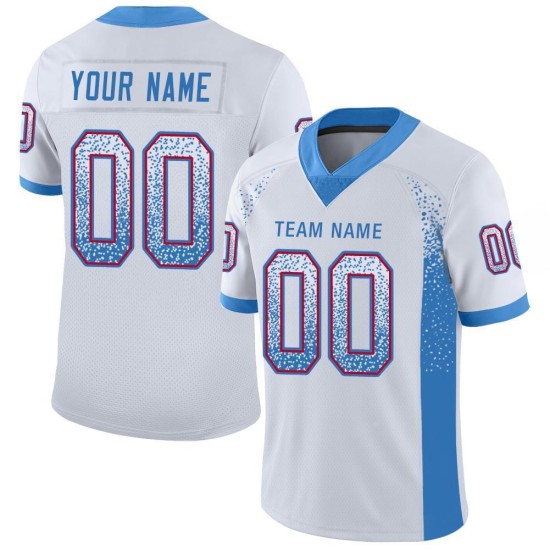 Custom White Powder Blue-Red Mesh Drift Fashion Football Jersey Custom White Powder Blue-Red Mesh Drift Fashion Football Jersey