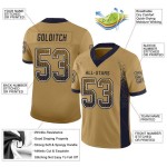 Custom Old Gold Navy-White Mesh Drift Fashion Football Jersey Custom Old Gold Navy-White Mesh Drift Fashion Football Jersey