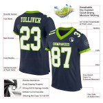 Custom Navy White-Neon Green Mesh Authentic Football Jersey Custom Navy White-Neon Green Mesh Authentic Football Jersey