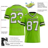 Custom Neon Green White-Black Mesh Authentic Football Jersey Custom Neon Green White-Black Mesh Authentic Football Jersey