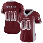Custom Burgundy Gray-White Mesh Drift Fashion Football Jersey Custom Burgundy Gray-White Mesh Drift Fashion Football Jersey