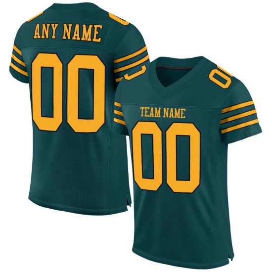 Custom Midnight Green Gold-Black Mesh Authentic Football Jersey Custom Midnight Green Gold-Black Mesh Authentic Football Jersey