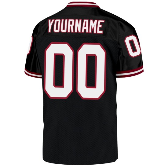 Custom Black White-Cardinal Mesh Authentic Throwback Football Jersey Custom Black White-Cardinal Mesh Authentic Throwback Football Jersey