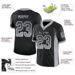 Custom Black Gray-White Mesh Drift Fashion Football Jersey Custom Black Gray-White Mesh Drift Fashion Football Jersey