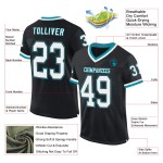 Custom Black White-Teal Mesh Authentic Throwback Football Jersey Custom Black White-Teal Mesh Authentic Throwback Football Jersey