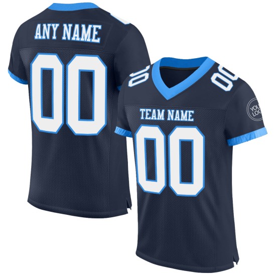 Custom Navy White-Powder Blue Mesh Authentic Football Jersey Custom Navy White-Powder Blue Mesh Authentic Football Jersey