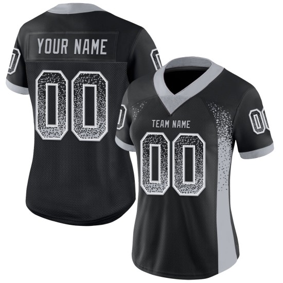 Custom Black Gray-White Mesh Drift Fashion Football Jersey Custom Black Gray-White Mesh Drift Fashion Football Jersey