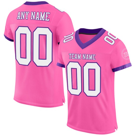 Custom Pink White-Purple Mesh Authentic Football Jersey Custom Pink White-Purple Mesh Authentic Football Jersey