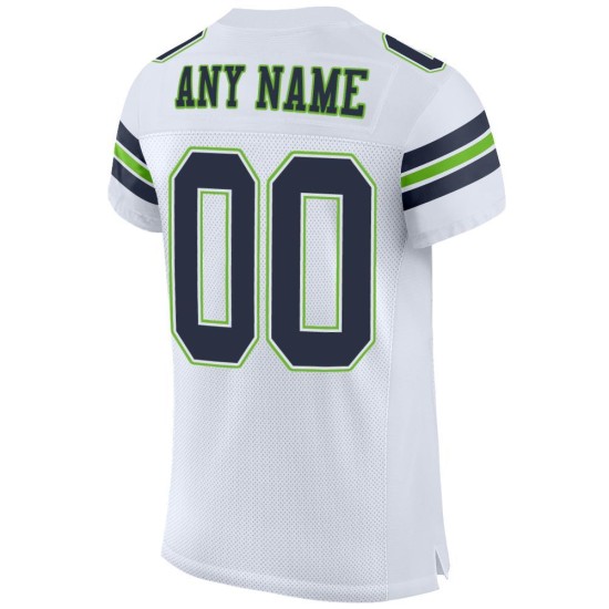 Custom White Navy-Neon Green Mesh Authentic Football Jersey Custom White Navy-Neon Green Mesh Authentic Football Jersey