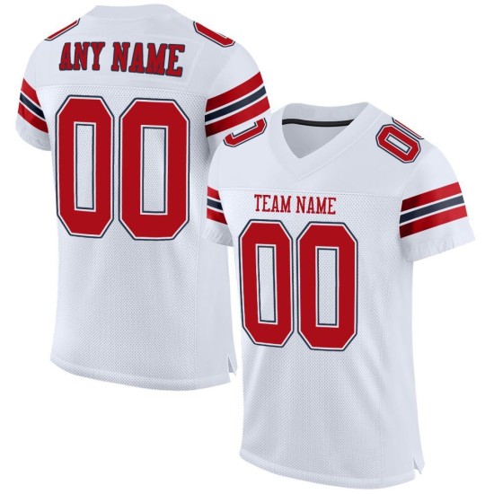 Custom White Red-Navy Mesh Authentic Football Jersey Custom White Red-Navy Mesh Authentic Football Jersey
