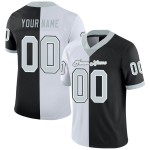 Custom Black Silver-White Mesh Split Fashion Football Jersey Custom Black Silver-White Mesh Split Fashion Football Jersey