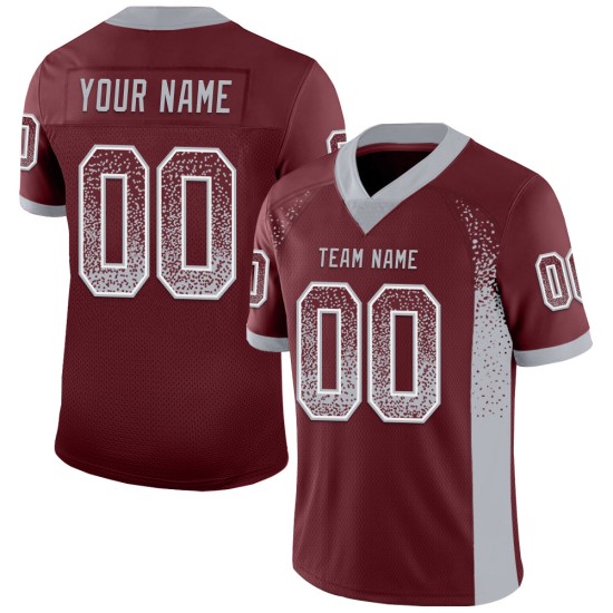 Custom Burgundy Gray-White Mesh Drift Fashion Football Jersey Custom Burgundy Gray-White Mesh Drift Fashion Football Jersey
