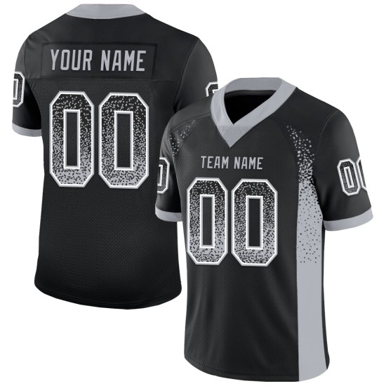 Custom Black Gray-White Mesh Drift Fashion Football Jersey Custom Black Gray-White Mesh Drift Fashion Football Jersey