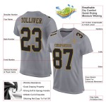 Custom Gray Black-Old Gold Mesh Authentic Football Jersey Custom Gray Black-Old Gold Mesh Authentic Football Jersey