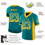 Custom Teal Gold-White Mesh Drift Fashion Football Jersey Custom Teal Gold-White Mesh Drift Fashion Football Jersey