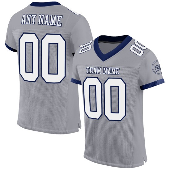 Custom Gray White-Navy Mesh Authentic Football Jersey Custom Gray White-Navy Mesh Authentic Football Jersey
