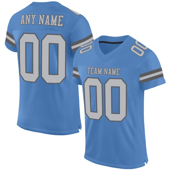 Custom Light Blue Gray-Steel Gray Mesh Authentic Football Jersey Custom Light Blue Gray-Steel Gray Mesh Authentic Football Jersey