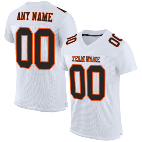 Custom White Black-Orange Mesh Authentic Football Jersey Custom White Black-Orange Mesh Authentic Football Jersey