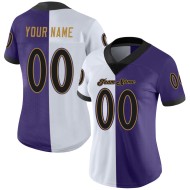 Custom Purple Black-White Mesh Split Fashion Football Jersey Custom Purple Black-White Mesh Split Fashion Football Jersey