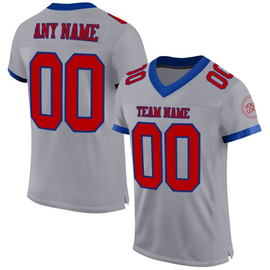 Custom Gray Red-Royal Mesh Authentic Football Jersey Custom Gray Red-Royal Mesh Authentic Football Jersey