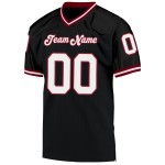 Custom Black White-Cardinal Mesh Authentic Throwback Football Jersey Custom Black White-Cardinal Mesh Authentic Throwback Football Jersey