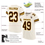Custom Cream Brown-Gold Mesh Authentic Football Jersey Custom Cream Brown-Gold Mesh Authentic Football Jersey