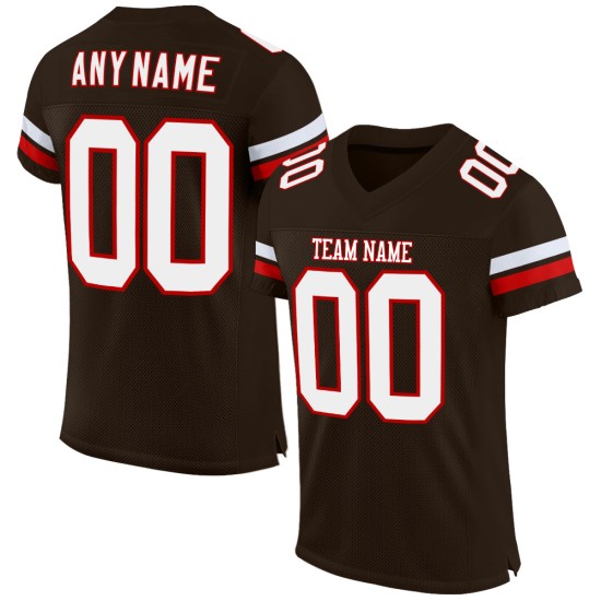 Custom Brown White-Red Mesh Authentic Football Jersey Custom Brown White-Red Mesh Authentic Football Jersey