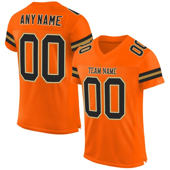 Custom Orange Black-Old Gold Mesh Authentic Football Jersey Custom Orange Black-Old Gold Mesh Authentic Football Jersey