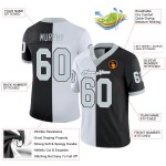 Custom Black Silver-White Mesh Split Fashion Football Jersey Custom Black Silver-White Mesh Split Fashion Football Jersey