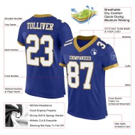 Custom Royal White-Old Gold Mesh Authentic Football Jersey Custom Royal White-Old Gold Mesh Authentic Football Jersey
