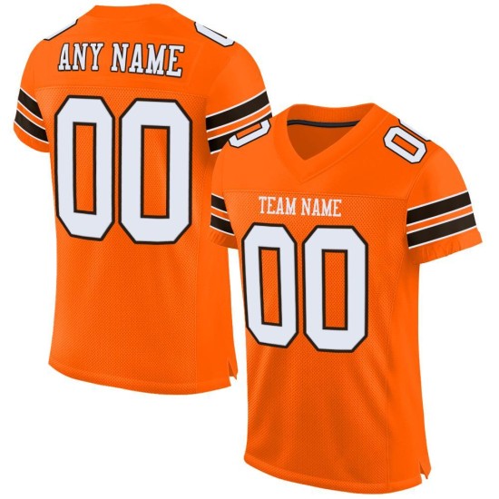 Custom Orange White-Brown Mesh Authentic Football Jersey Custom Orange White-Brown Mesh Authentic Football Jersey
