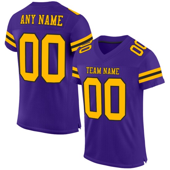 Custom Purple Gold-Black Mesh Authentic Football Jersey Custom Purple Gold-Black Mesh Authentic Football Jersey