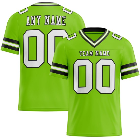 Custom Neon Green White-Black Mesh Authentic Football Jersey Custom Neon Green White-Black Mesh Authentic Football Jersey