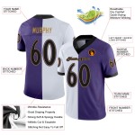 Custom Purple Black-White Mesh Split Fashion Football Jersey Custom Purple Black-White Mesh Split Fashion Football Jersey
