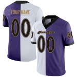 Custom Purple Black-White Mesh Split Fashion Football Jersey Custom Purple Black-White Mesh Split Fashion Football Jersey