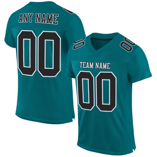 Custom Teal Black-White Mesh Authentic Football Jersey Custom Teal Black-White Mesh Authentic Football Jersey