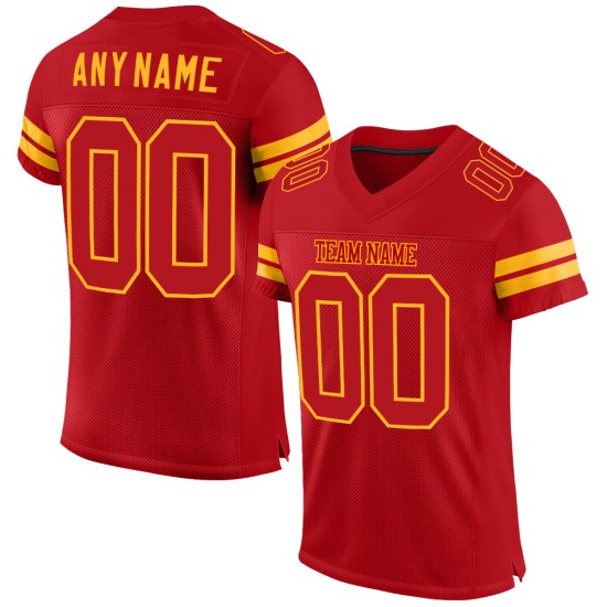 Custom Red Red-Gold Mesh Authentic Football Jersey Custom Red Red-Gold Mesh Authentic Football Jersey